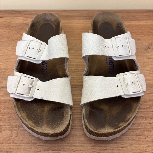 BIRKENSTOCK Womens Arizona Slide Sandals Size 40 White Leather Comfort Casual - Picture 4 of 13
